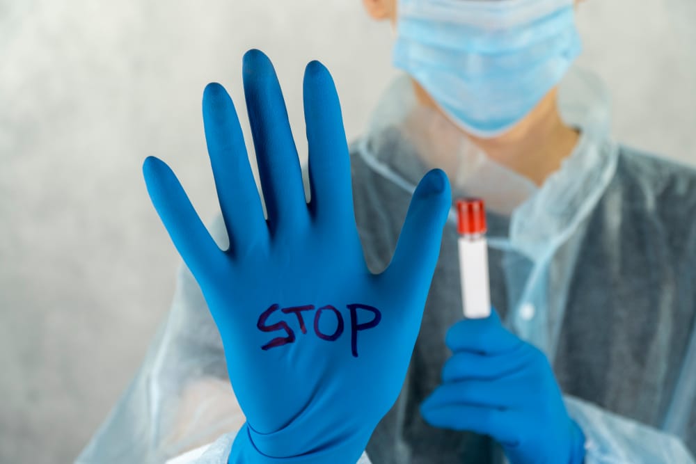 stop writing on surgical glove